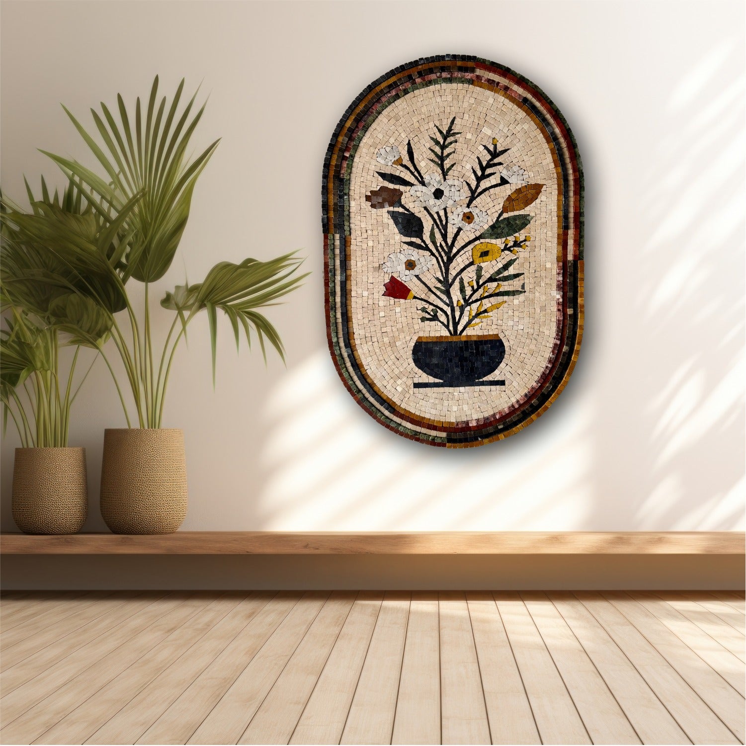 Floral Elegance Mosaic Art Hanging - Luxury Craftmanship